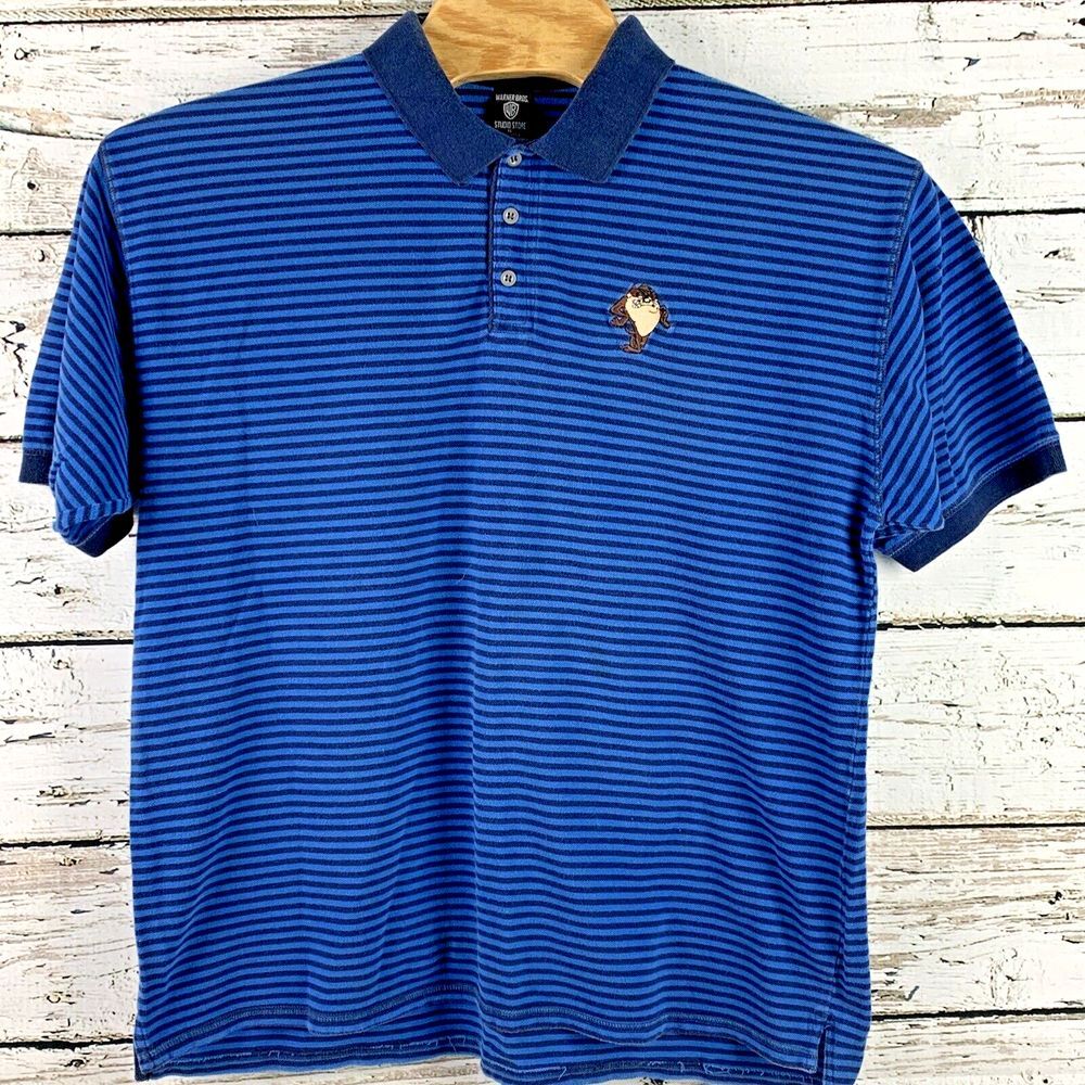 Warner Bros Studio Store‎ Tasmanian Devil Blue Polo Shirt Cotton [Size XL 1996]